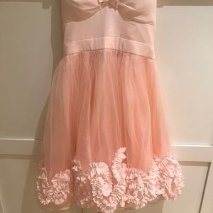 Peach dress with raised flowers